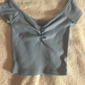 American Eagle Outfitters Light Blue Ribbed Crop Top